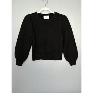 Wilfred Sweater Womens XS Black Merino Wool Blend Puff Balloon Sleeve Crewneck